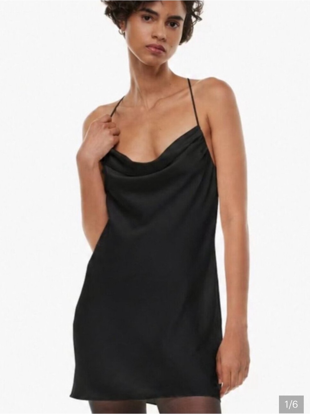 NWT Wilfred Black Satin Cowl Slip Dress